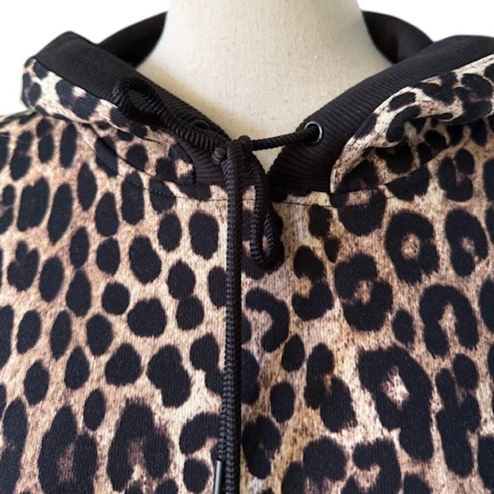 MICHAEL KORS NWT Women's Leopard Print Long Sleeve Cotton Terry Hoodie Dress Sml - Picture 7 of 16